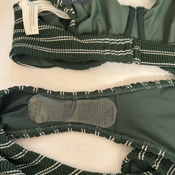 Abercrombie and Fitch Women’s Dark Green Stripe Curve Love Bikini Size Large - Picture 7 of 7